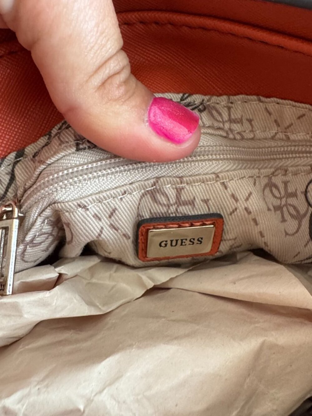 NWT Guess Greyson Mini Satchel Orange Crossbody Bag Gold Hardware Structured - Picture 7 of 14